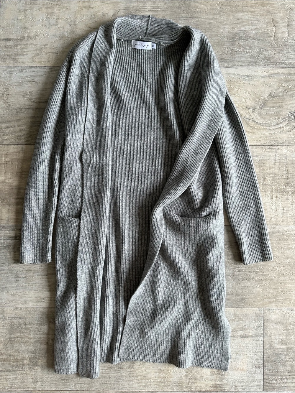 Petal & Pup Gray Ribbed Longline Cardigan Sz S